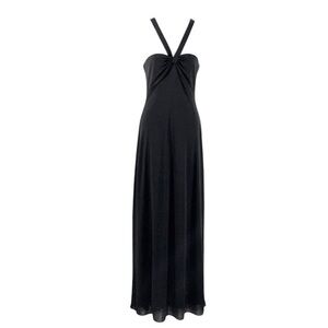 Cache black halter bandeau maxi dress ZZ5